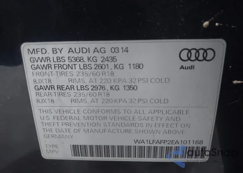 2014 Audi Q5 2.0T Premium из США, поврежденный, VIN WA1LFAFP2EA101168